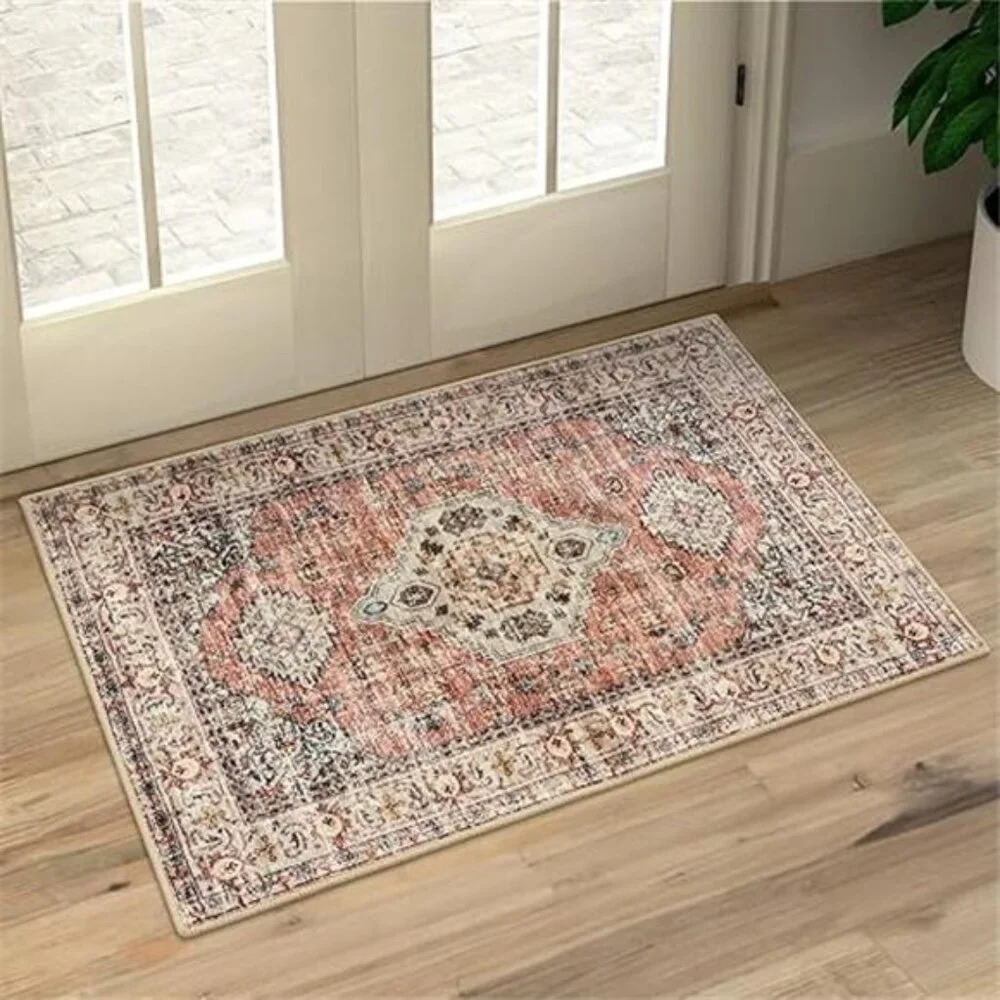 Oriental Door Mat Indoor Entrance, 2x3 Washable Indoor Rugs for Entryway Soft